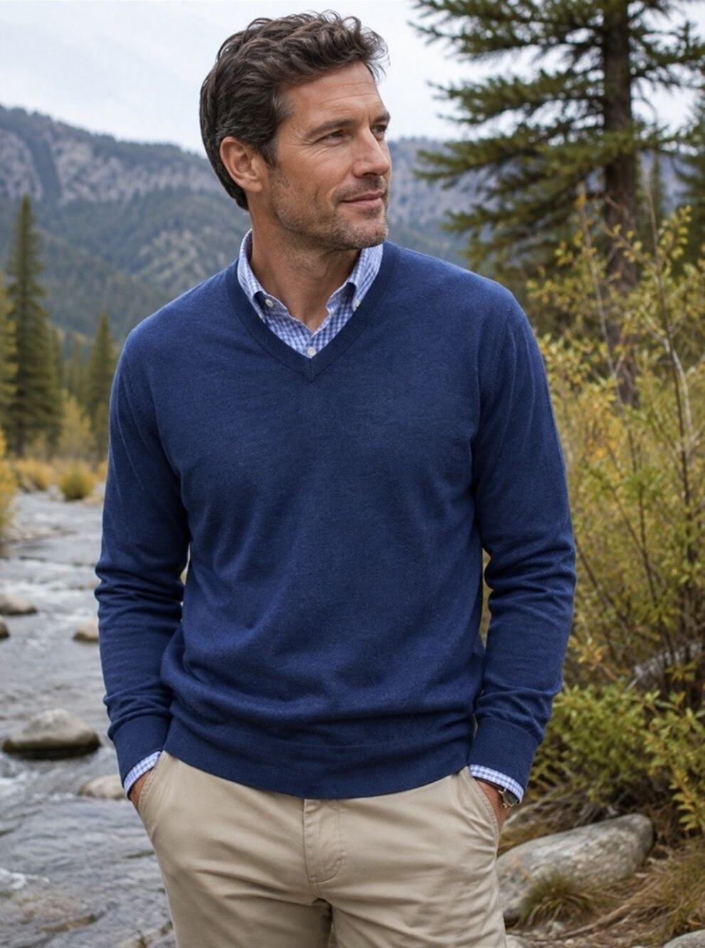 Jos A Bank Traveler 100% Merino Wool V-Neck Sweater Mens Sz 2X Quiet Luxury Dad